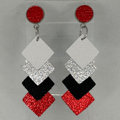 Red, Black, and Silver Layered Squares