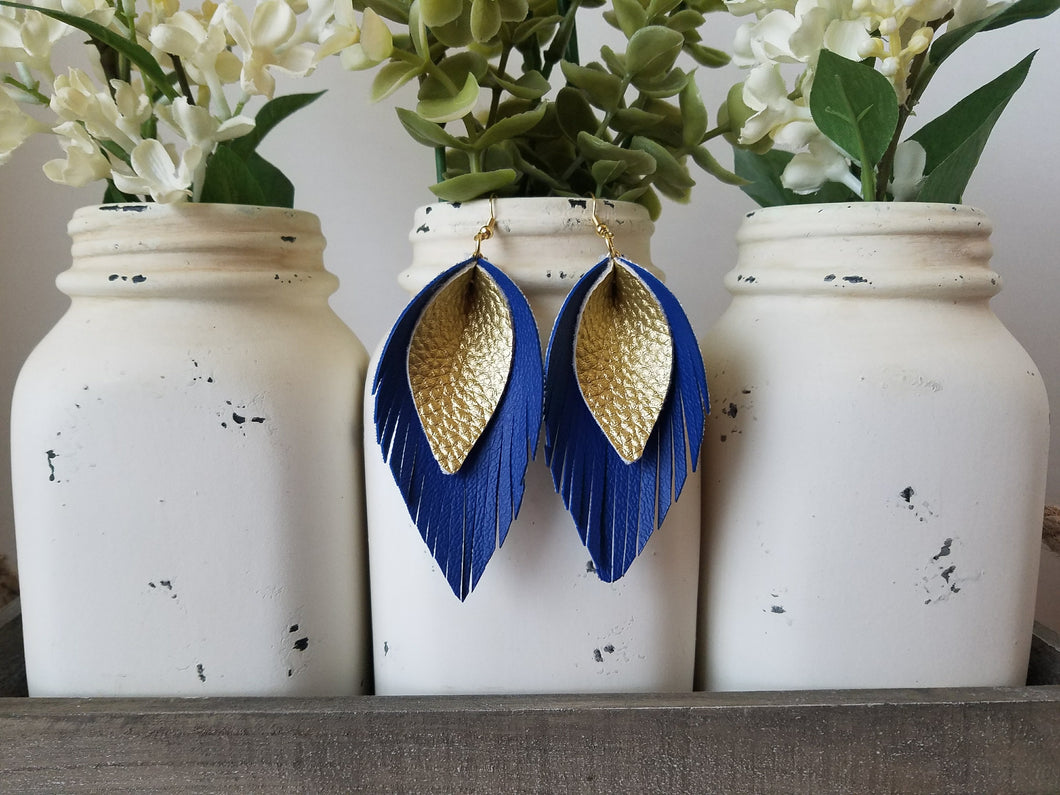 Gold over Blue Pinched Feathers