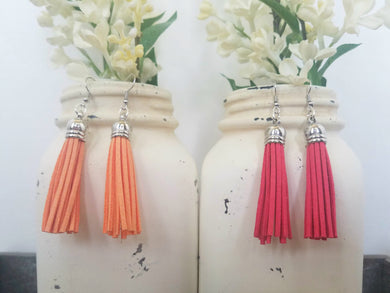 Peach and Coral Leather Tassels