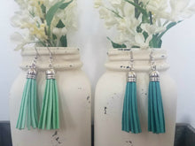 Mint and Teal Leather Tassels