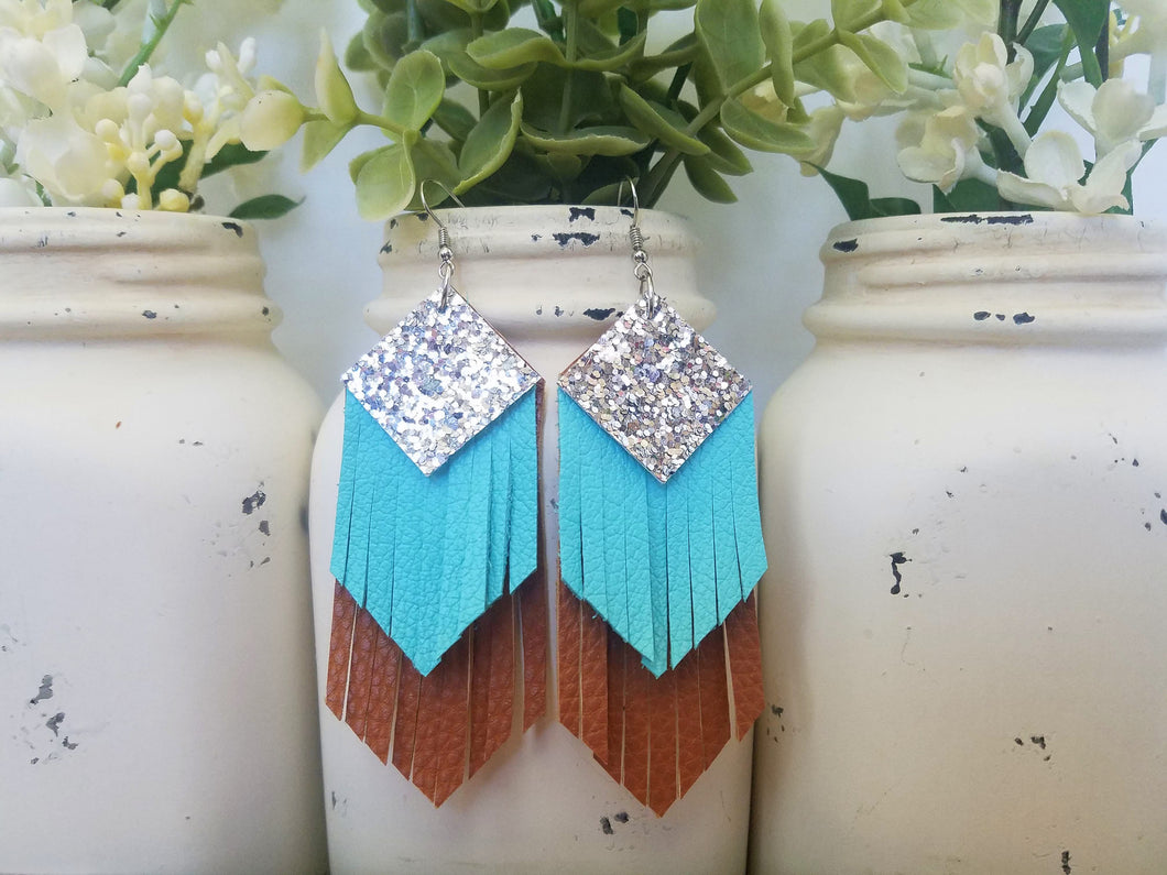 Silver, Turquoise, Brown Fringe