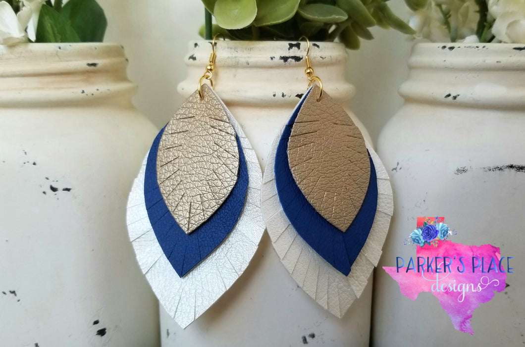 Gold, Royal Blue, and White Leaf