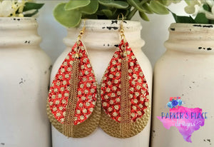 Red and Gold Polkadot Teardrops