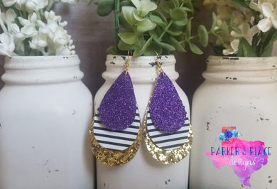Purple, Stripes, and Gold Teardrops