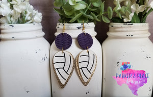 Purple and Gold Volleyball Dangles