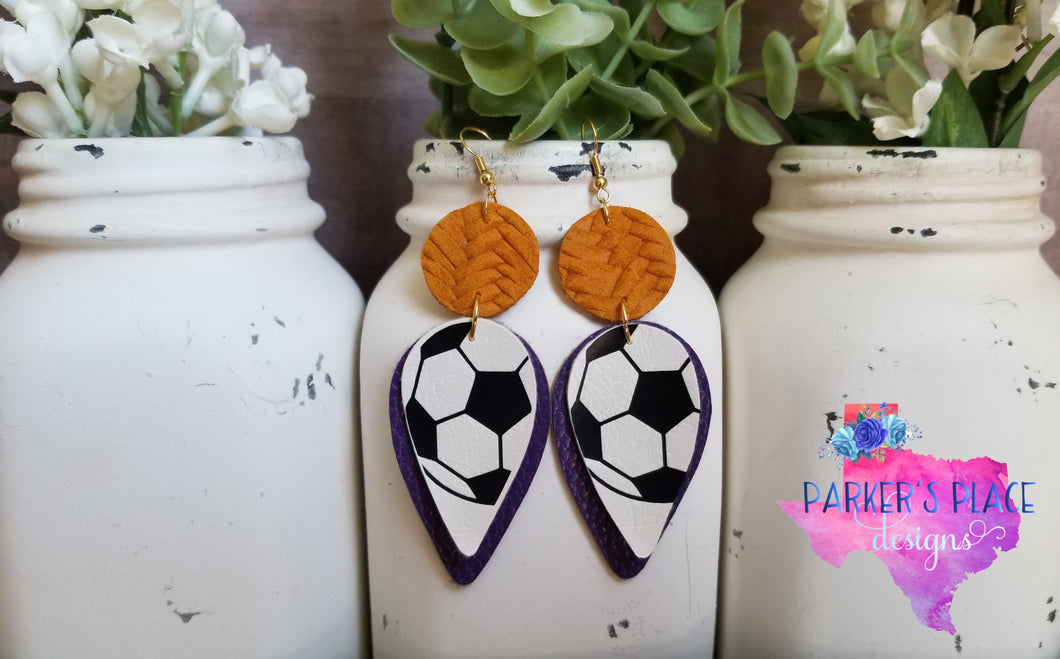 Purple and Yellow Soccer Dangles