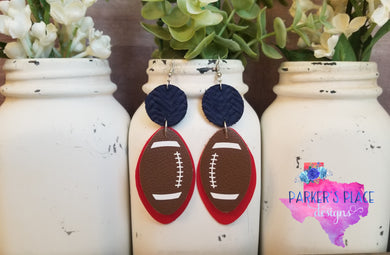Navy and Red Football Dangles