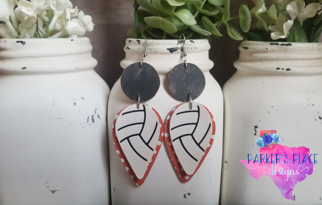 Volleyball, Orange and Black Dangles