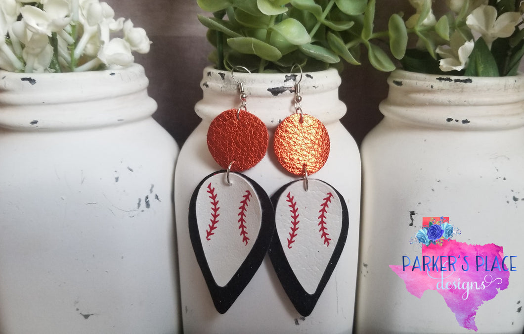 Orange and Black Baseball Dangles
