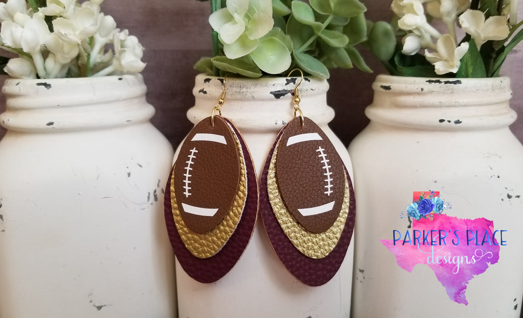 Gold and Maroon Football Leaf