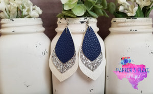 Navy, Silver and White Petal