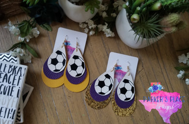 Soccer, Purple, Yellow Teardrops