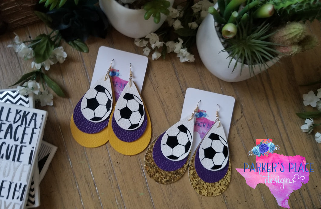 Soccer, Purple, Yellow Teardrops