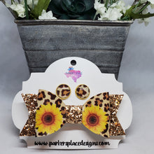 Leopard Floral Bow and Studs