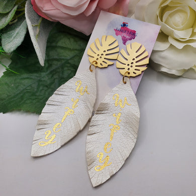 Gold and White Wifey Leaf