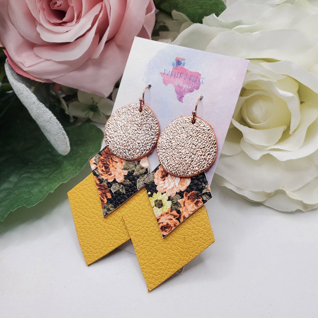 Yellow Floral Geo Dangles