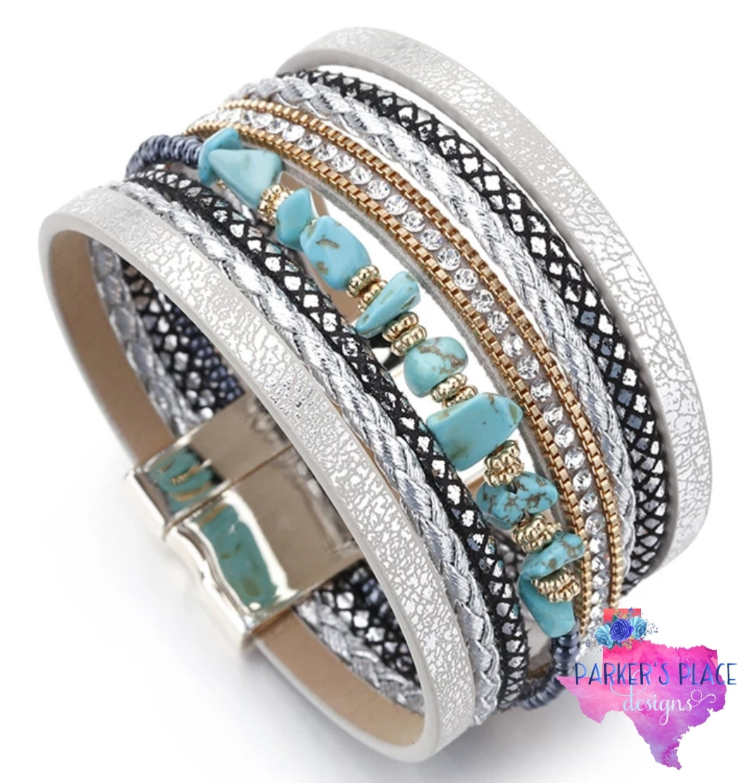 Turquoise Stone Wrap Bracelet