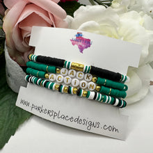 Green, Black and White Bracelet Stack